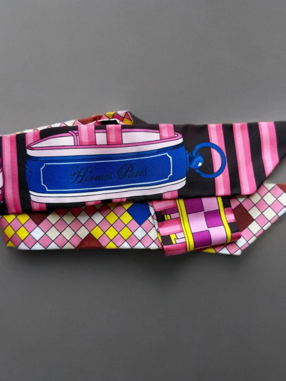 Hermes Multicolor Colliers de Chiens Remix Silk Twilly Scarf